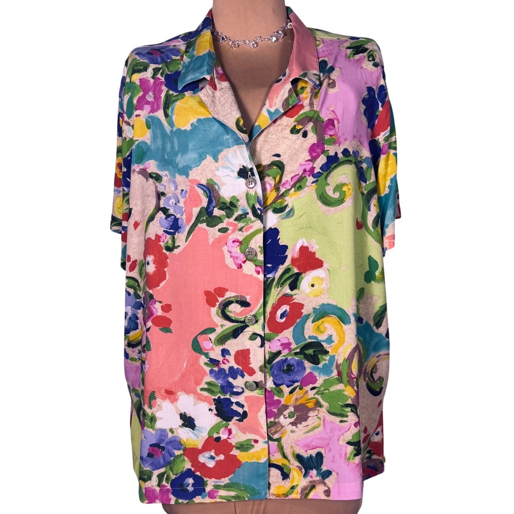 Vtg Jams World Dress & Shirt 2XL Flower Kiss Pattern Ruffle Hawaiian Resortwear - Picture 7 of 14